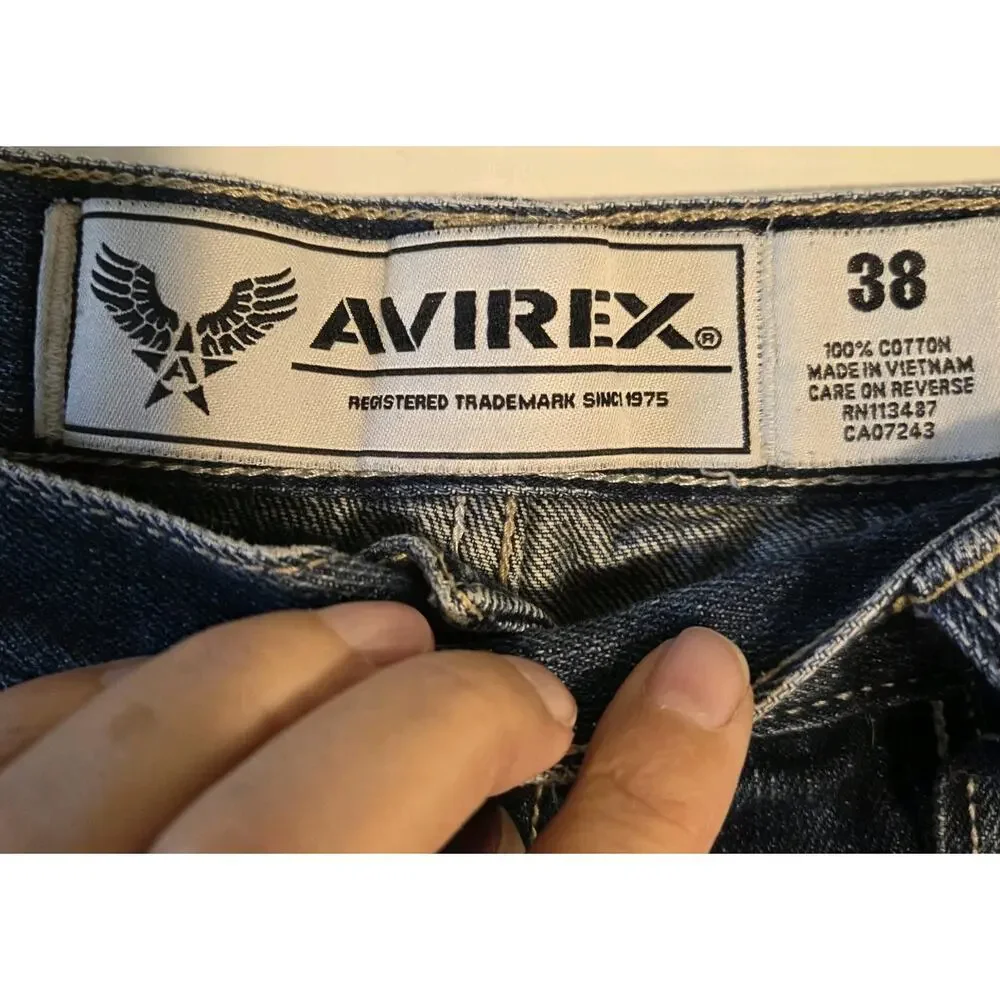 Avirex Shorts Mens 38 Blue Denim Relaxed Baggy Loose Skater Y2K Streetwear Jorts